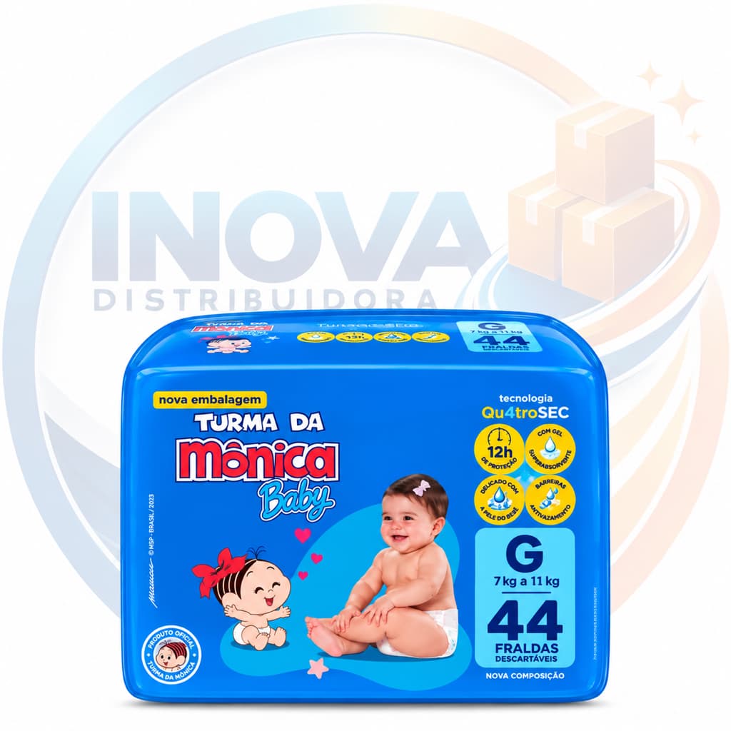 Fralda Descartável Turma da Mônica Baby Mega G 44 Unidades 7 a 11kg