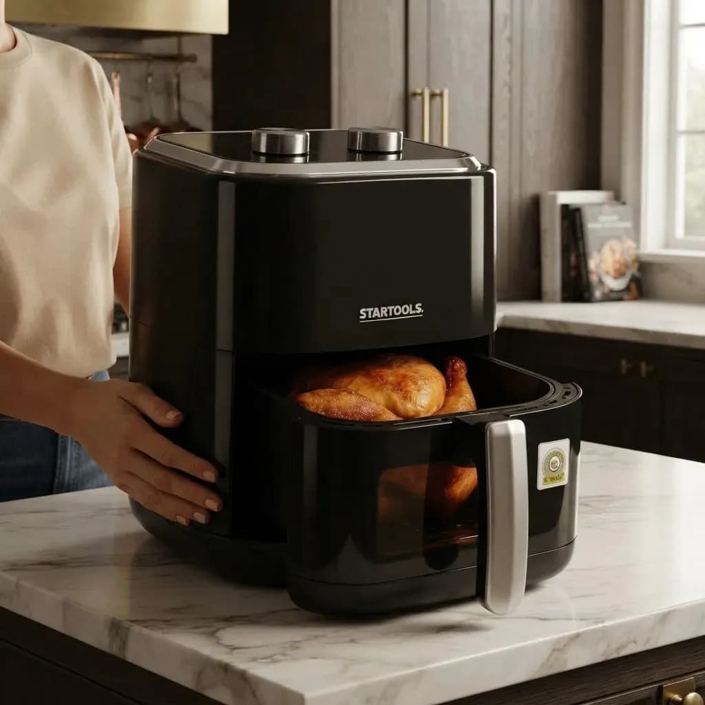 Fritadeira Elétrica Air Fryer Sem Oléo Preto 1350W- 5 Litros