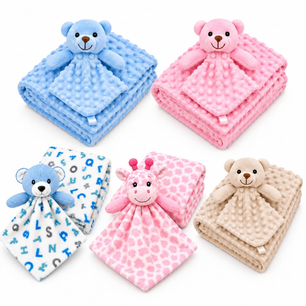 Kit Manta + Naninha Bebê Infantil com Prendedor de Chupeta Premium Hipoalergenico Maternidade Cha de Bebe Enxoval Fofo