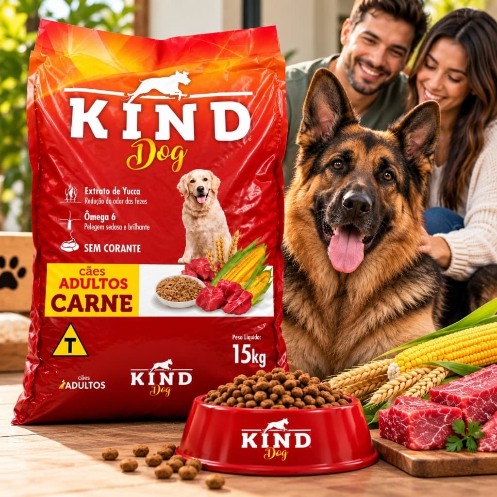 Ração Cachorro 15kg Kind Adulto Todas as Raças Sabor Carne