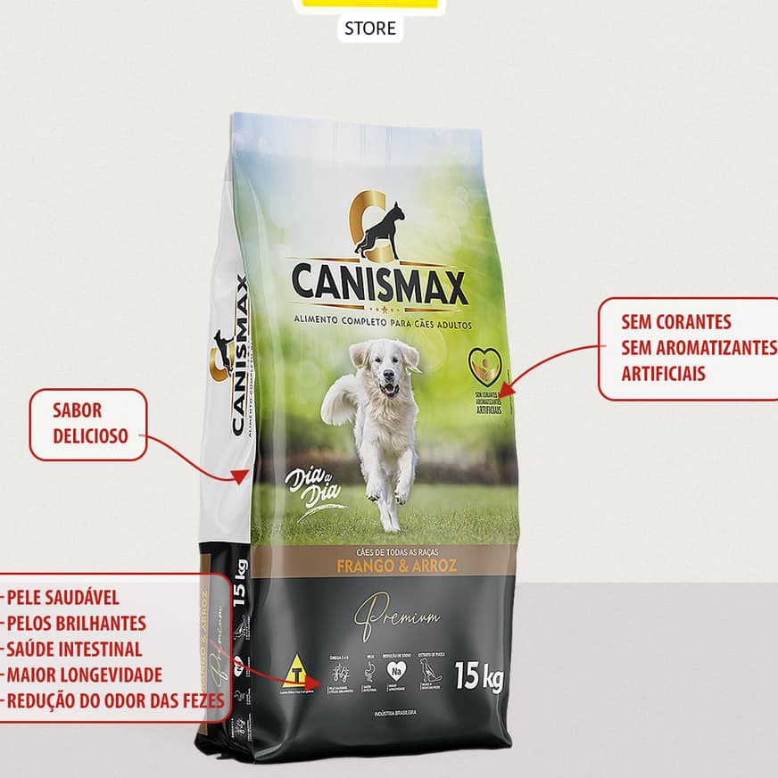 Ração Para Cachorro Adulto Raçao Canismax Premium Frango Arroz 15kg
