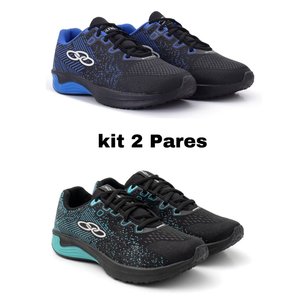 Kit 2 Pares Tênis Treino Academia Esportivo Confortável Leve Resistente Moda Homem Casual 34 Ao 44