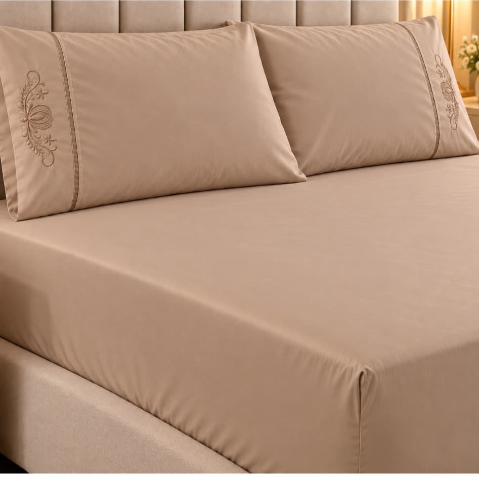 Jogo de Lençol Casal Queen 3 peças Fronha Bordada Premium 70 cm 50 cm - lençol 1.98m x 1.58m x 37 cm
