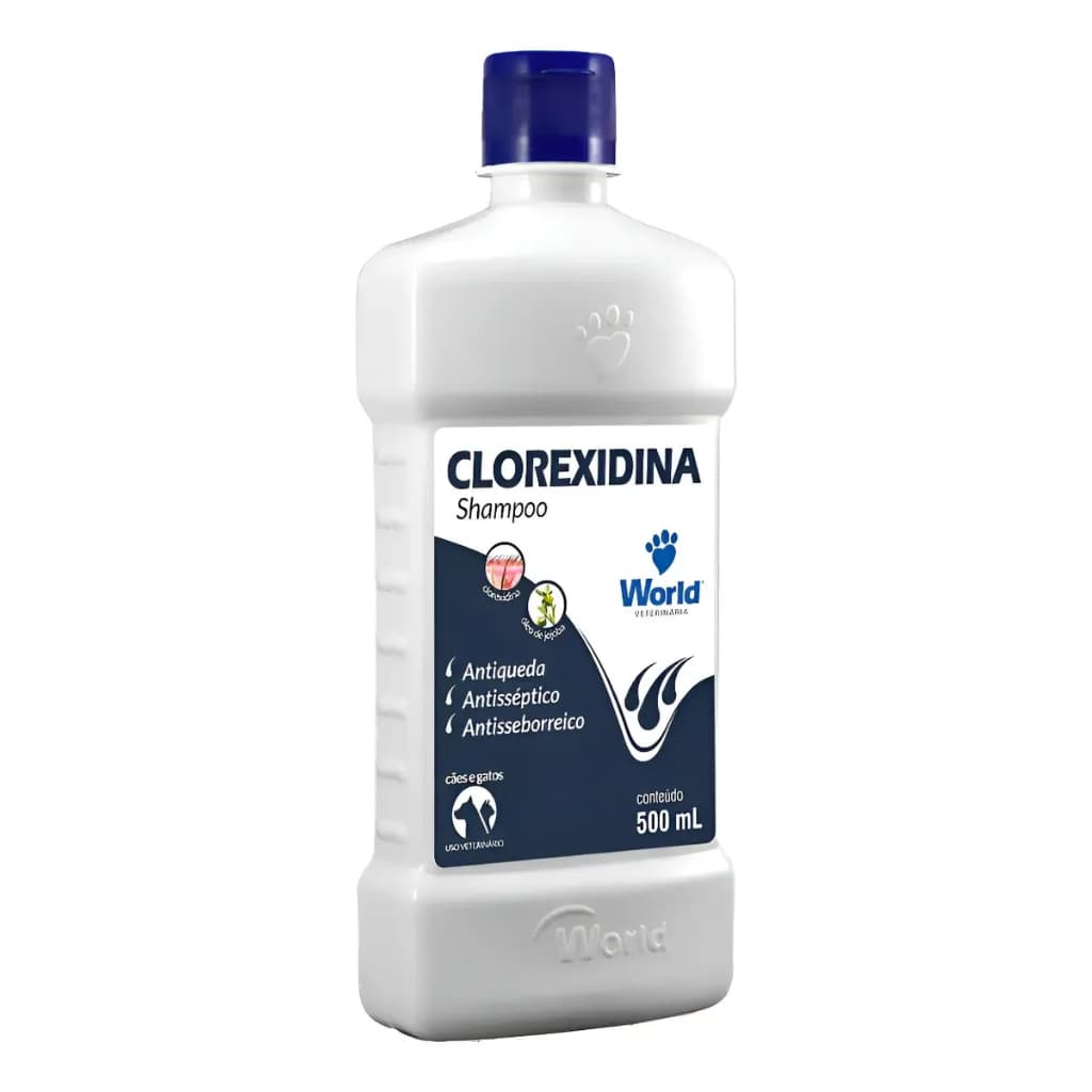 Shampoo Clorexidina 500ml para Cachorro e Gato Antibacteriano Banho Pet Cães e Gatos