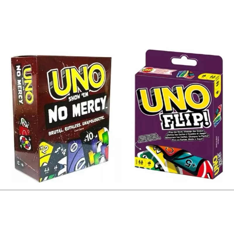 Kit 2 Jogos de Cartas UNO Flip + UNO No Mercy – Diversão, Estratégia e Desafios para Família e Amigos