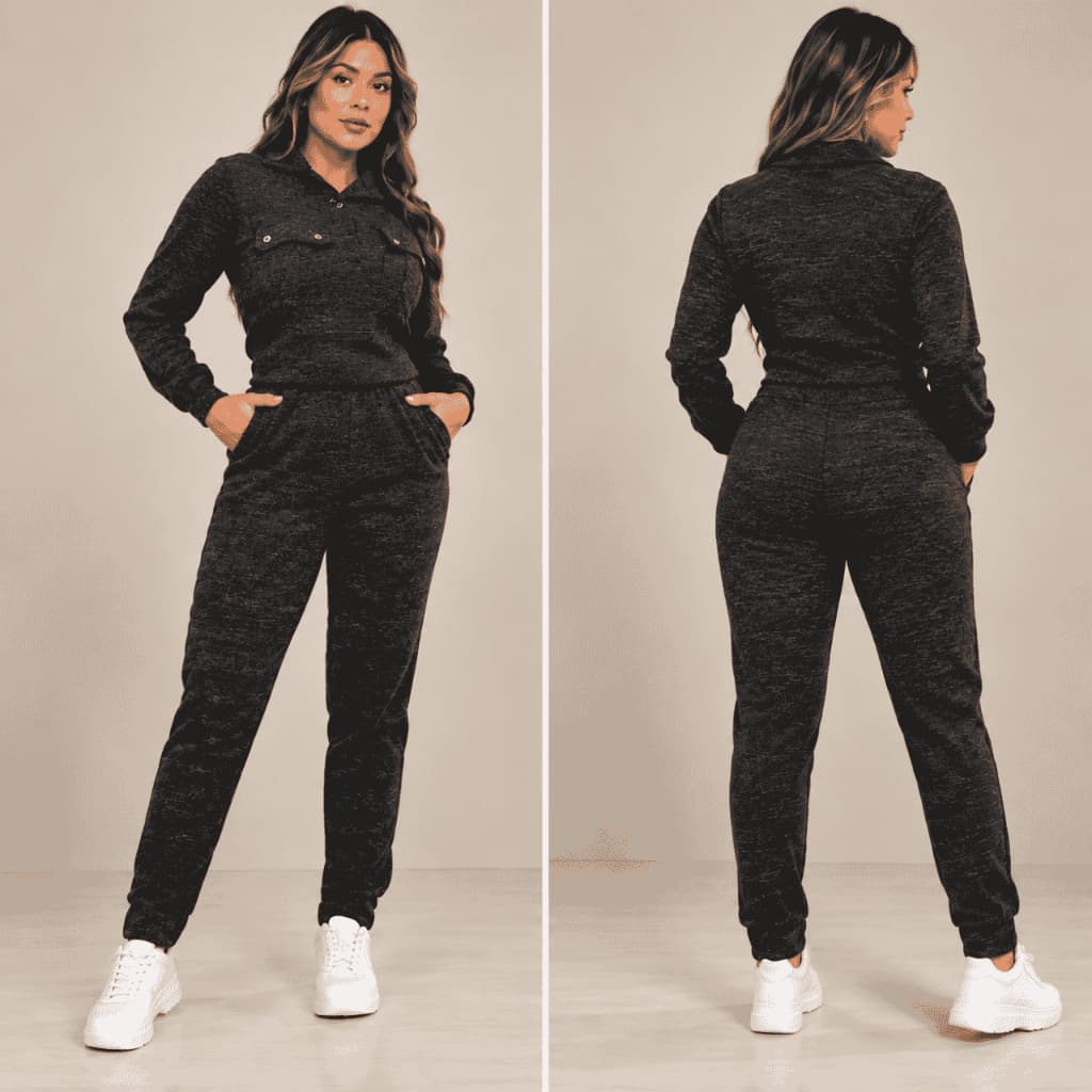 Conjunto Feminino Inverno Moletom Com Capuz Casual Confortável Estiloso Look Moderno