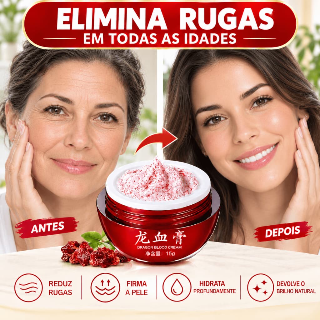 Creme Facial Maquiagem Nude Sangue de Dragão, Retinol + Placenta, Hidrata Clareia Anti-Idade Pele Radiante 15g