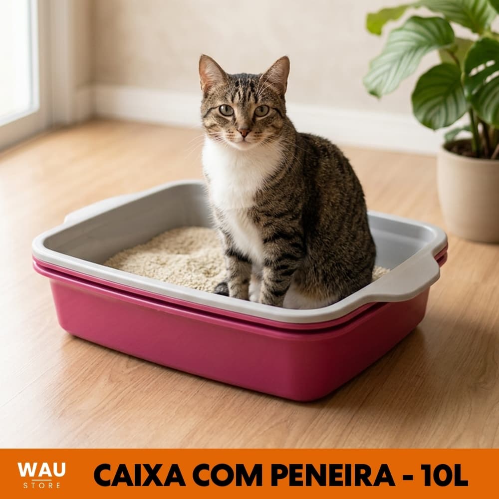 Caixa de Areia Autolimpante Gato 10L Peneira Furba Kit 2 Bandejas Sanitária Banheiro Gatil