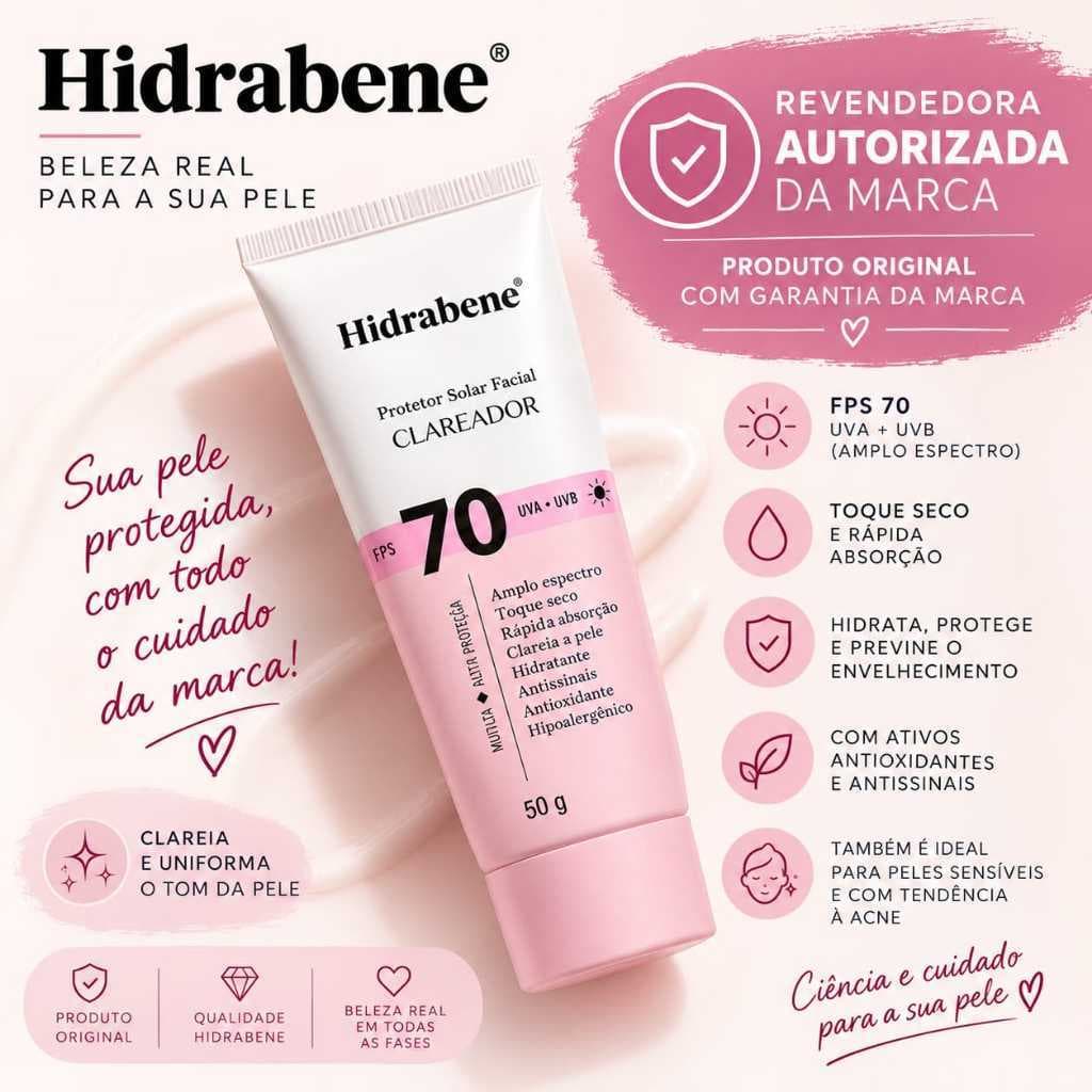 Hidrabene Protetor Solar Clareador Facial