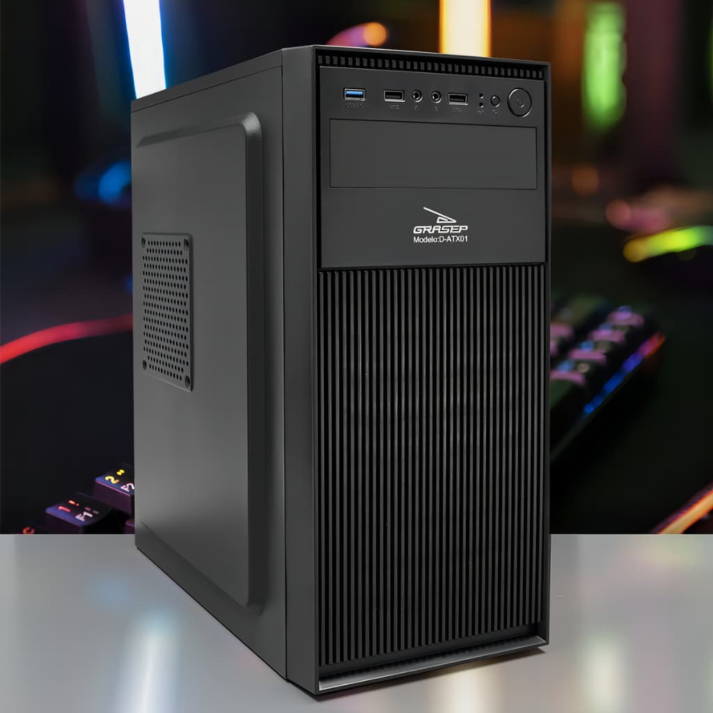 Gabinete Gamer Preto Grasep D-ATX01 ATX/MicroATX/ MiniATX Entrada USB 3.0 - Com Baia Gravador de DVD
