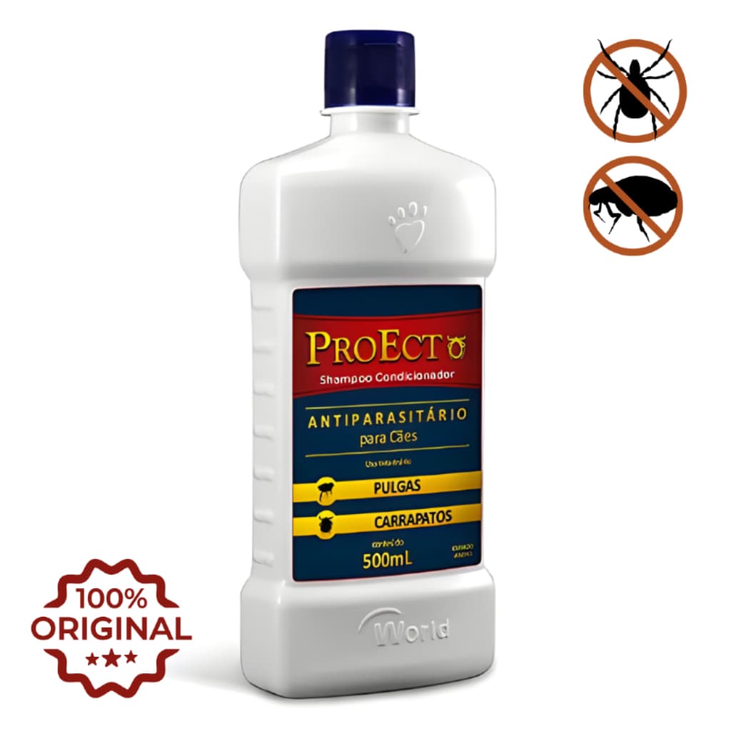 Shampoo Antiparasitário ProEcto Para Cães Tratamento Anti Pulgas e Carrapatos World Veterinária