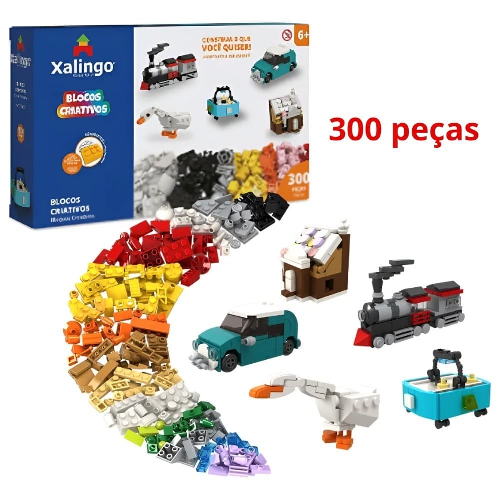 Blocos Criativos 300 Peças- Blocos de Montar e Encaixar  Compatível com Le go Xalingo 15332 -EDUCATIVO PEDAGOGICO
