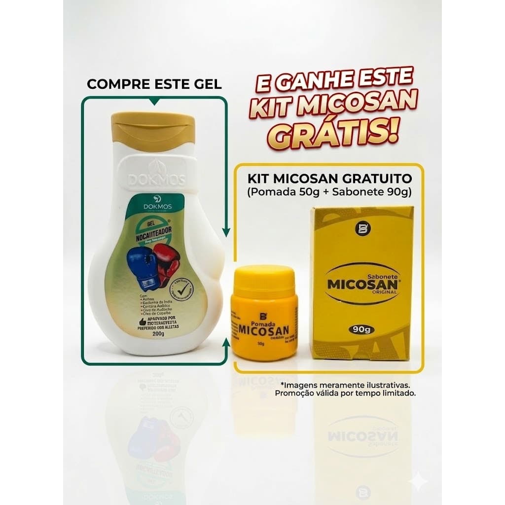 Gel Nocauteador 200g Brinde Micosan  Dokmos Massageador Combate a Dor Muscular Terapeutico original Profissional