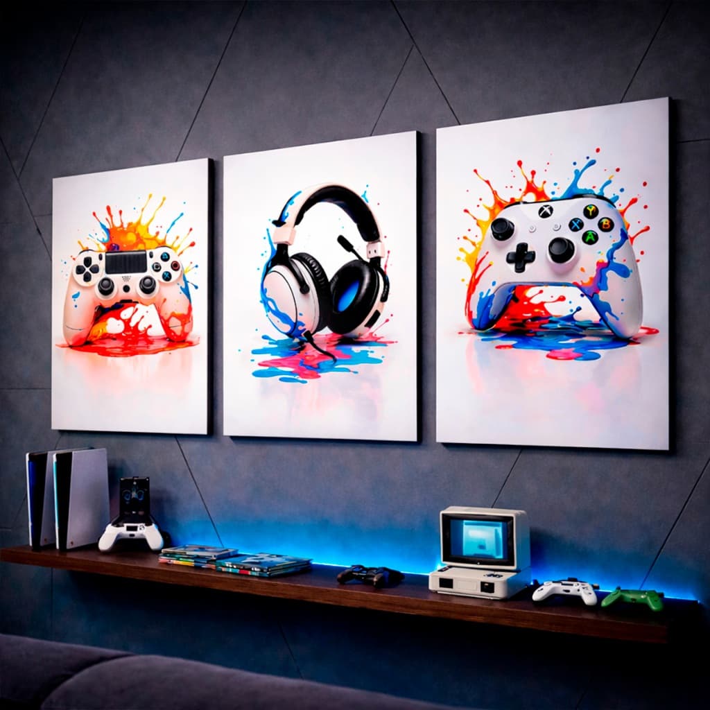 Quadros Decorativos Controles Videogame Gamer Quarto 120x60
