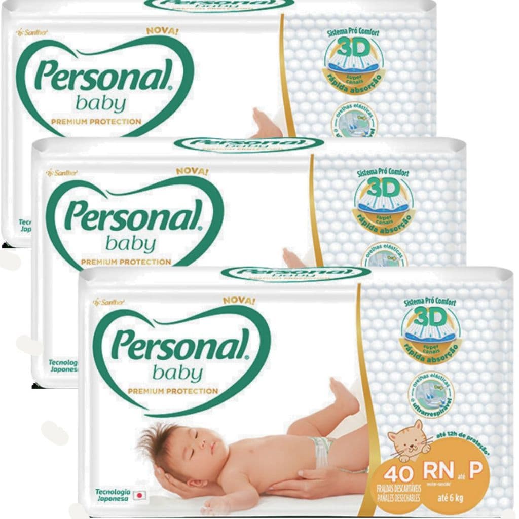 Fralda Personal Baby Premium Protection Tamanho RN a P - 120 Unidades