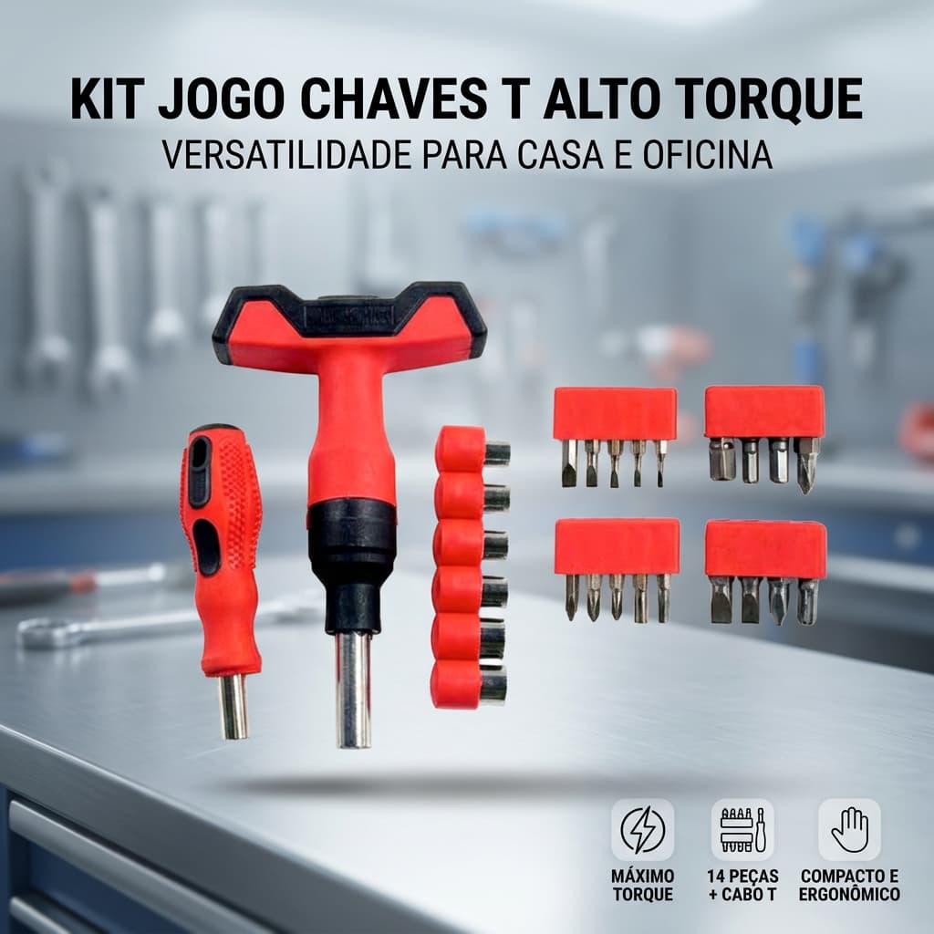 Jogo de Chaves com Ponteiras Kit Ferramentas Completo Chave Tipo T Manutenção Doméstica Eletrônicos Móveis Profiss