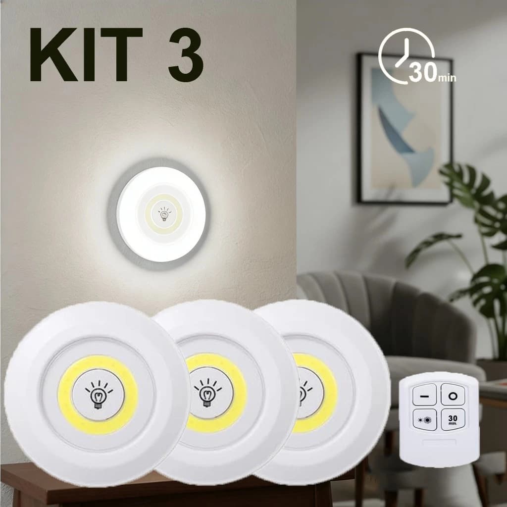 Kit 3/6/9  Lâmpada Luz Noturna Com Sensor LED COB Carregamento Bateria Com Controle Remoto