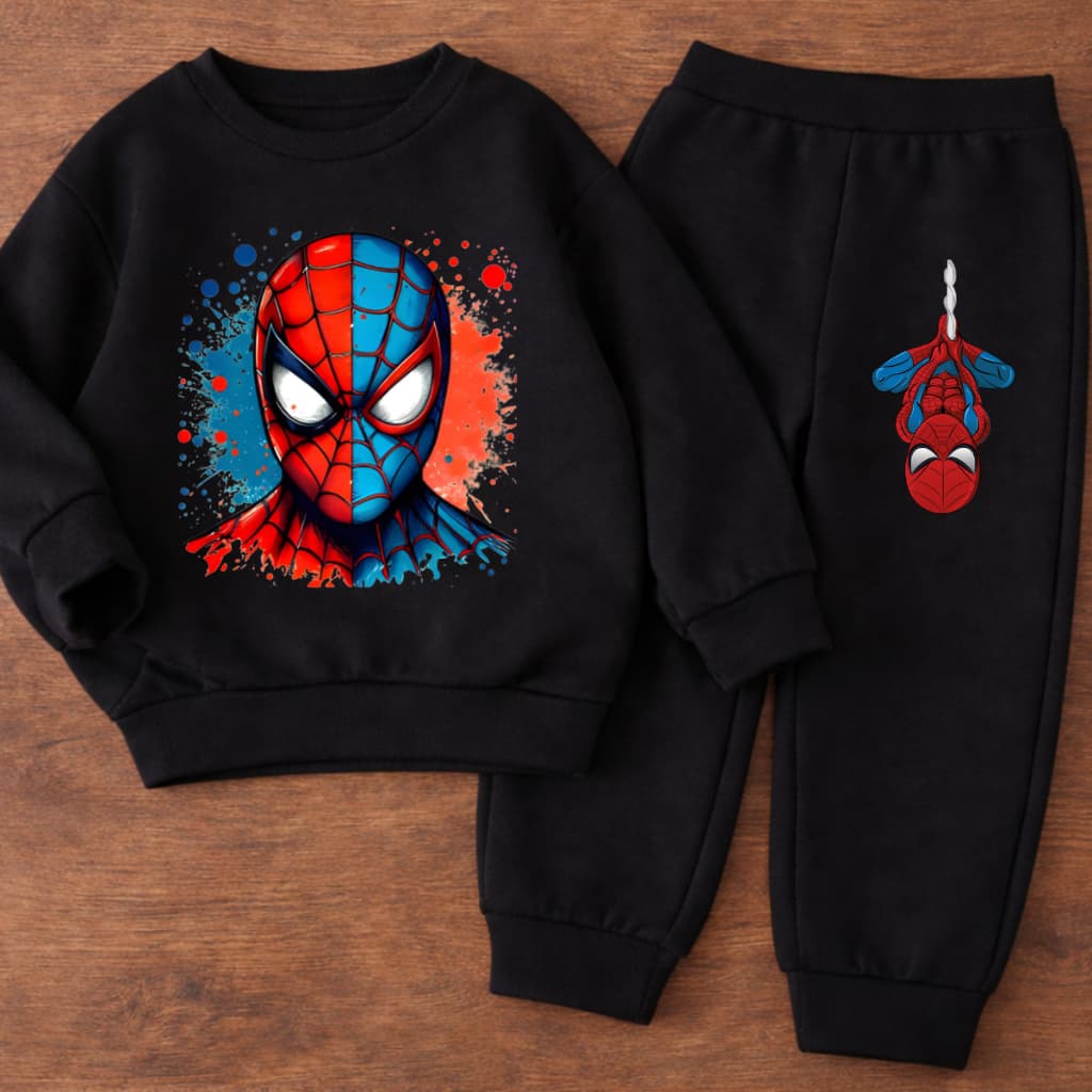 Conjunto Moletom Infantil Menino Estampado Blusa de Frio Gola Redonda e Calça de Abrigo Flanelado em Algodão