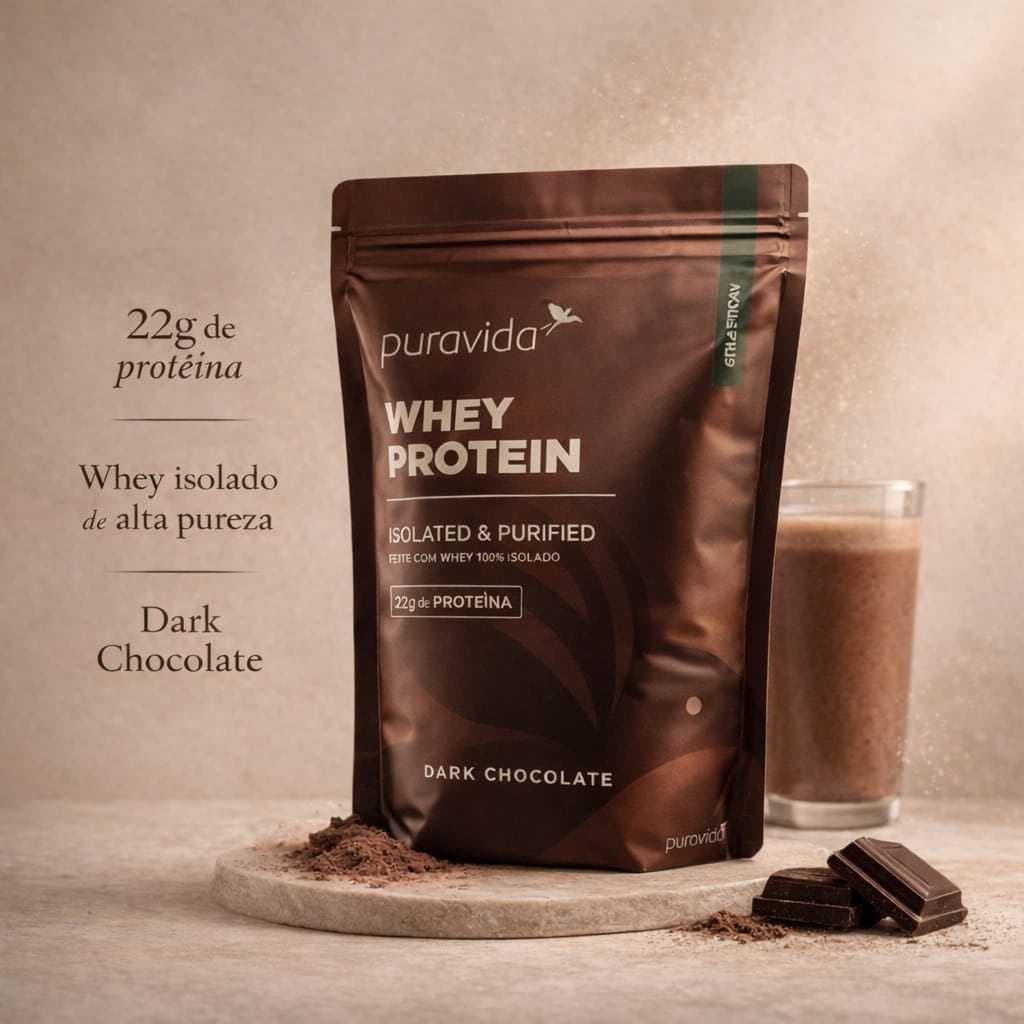 Whey Protein Isolado Dark chocolate Puravida 450 g 100% isolado