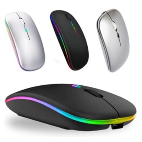 Mouse Sem Fio Wireless Recarregavel  Rgb 2,4GHz Bluetooth Bateria Interna Ergonômico Silencioso