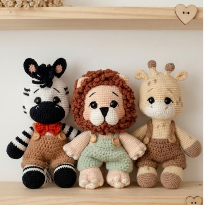 kit safari amigurumi croche / kit safari menino / decoracao quarto infantil