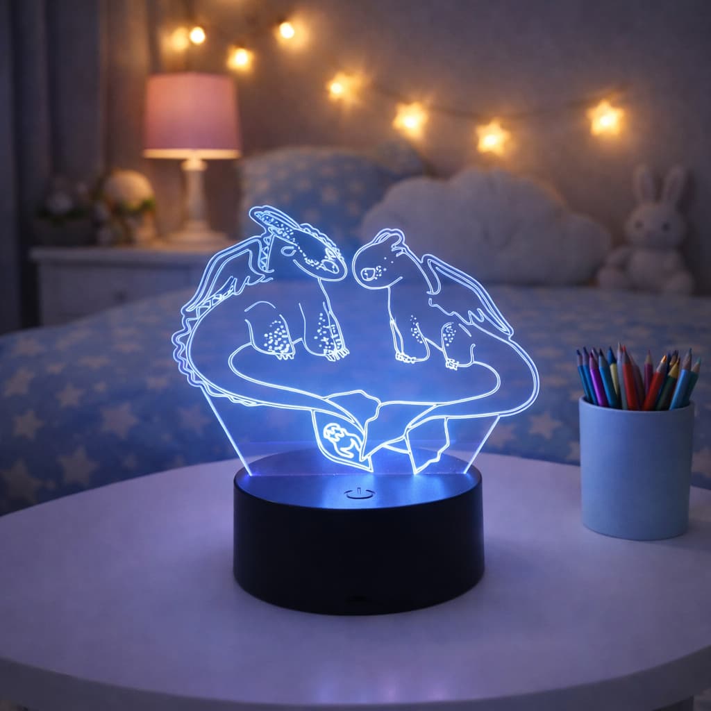 Luminária de Mesa de LED 3D Como Treinar seu Dragão Banguela Abajur infantil Luz Noturna Decorativa Decoração Quarto