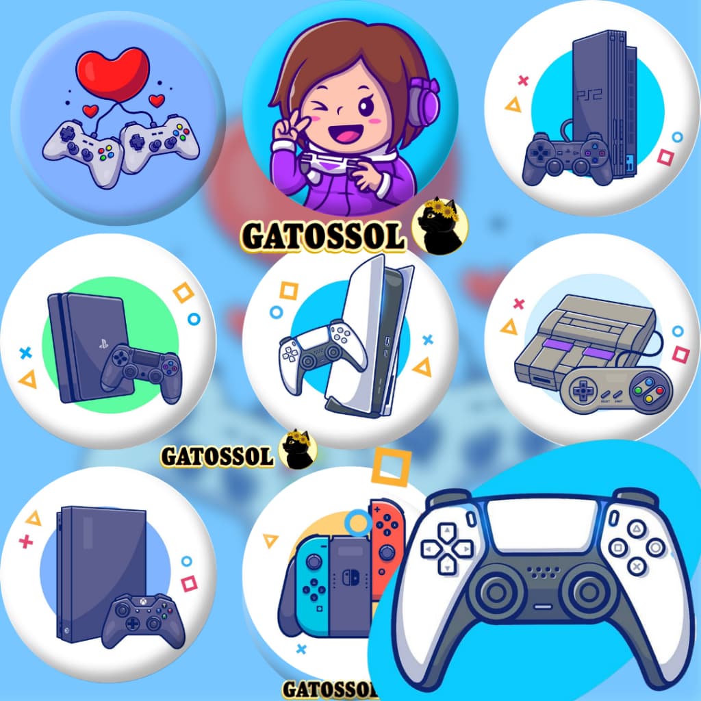 Bottons VIDEOGAME CONSOLE CONTROLE - 4,5 cm -  Bottom/botton - Boton  - Broche alfinete - Boton - Button - Pin - Botum
