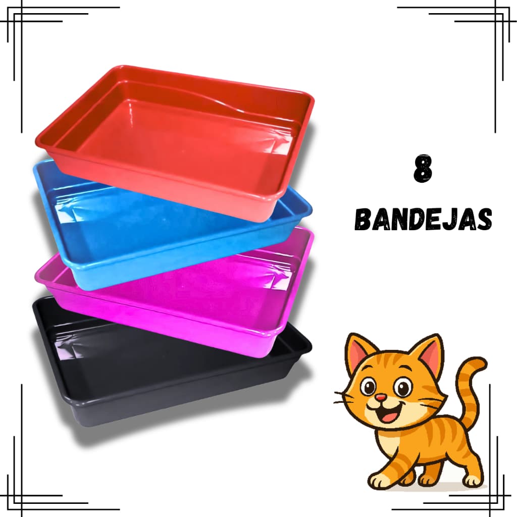 Kit 8 Caixas de Areia Bandeja Sanitária para Gato Pet Gatinho Bandeja Plástico Multiuso