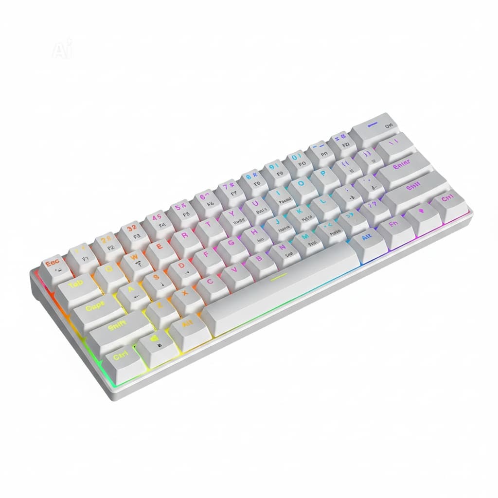 Teclado Mecânico Gamer RGB 61 Teclas Switch Vermelho Red 60% Compacto USB Alta Performance