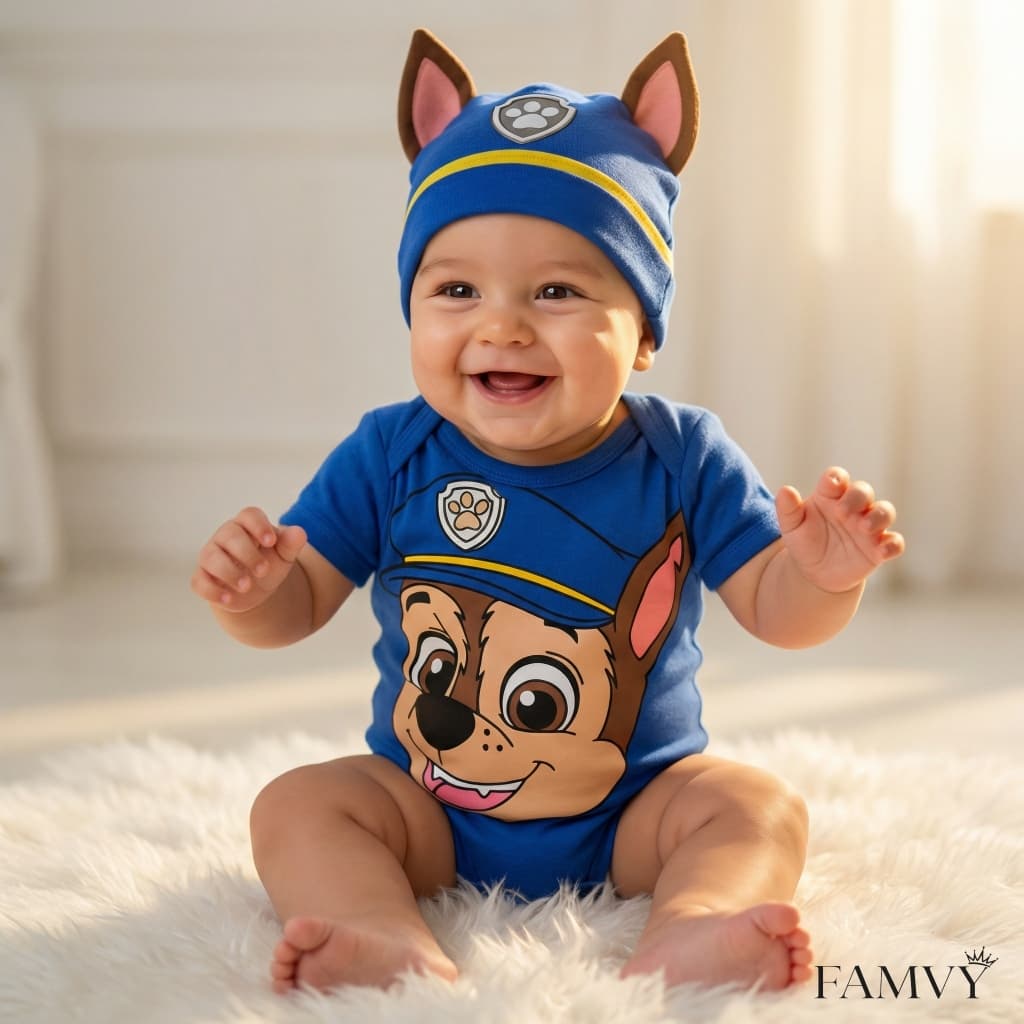 Body Bebê Patrulha Canina Mesversário Fantasia Infantil Menino Menina Roupa Bebê  Temático Bory