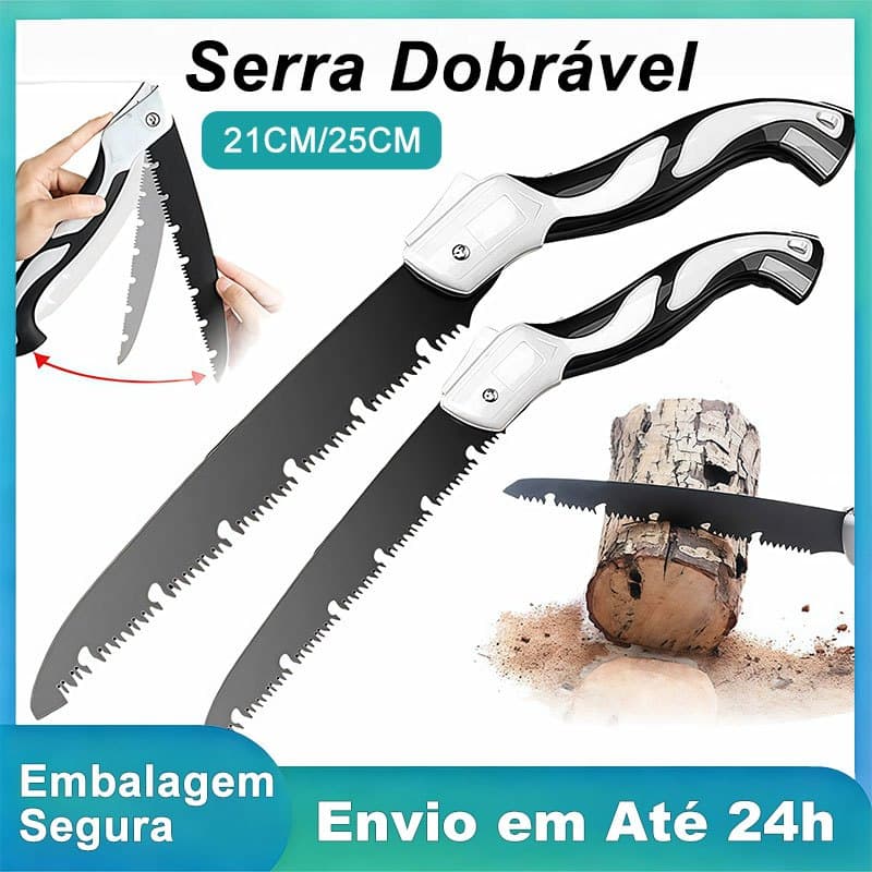 Serrote Dobrável Profissional Lâmina 250mm Poda de Galhos e Camping