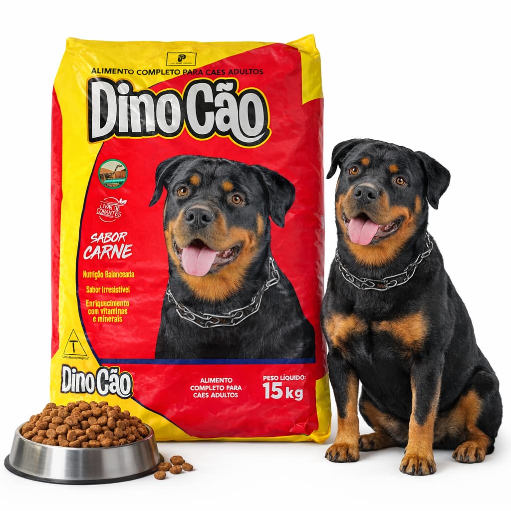 Ração para Cachorro 15kg Adulto Sabor Carne DinoCão Econômica Alta Aceitação