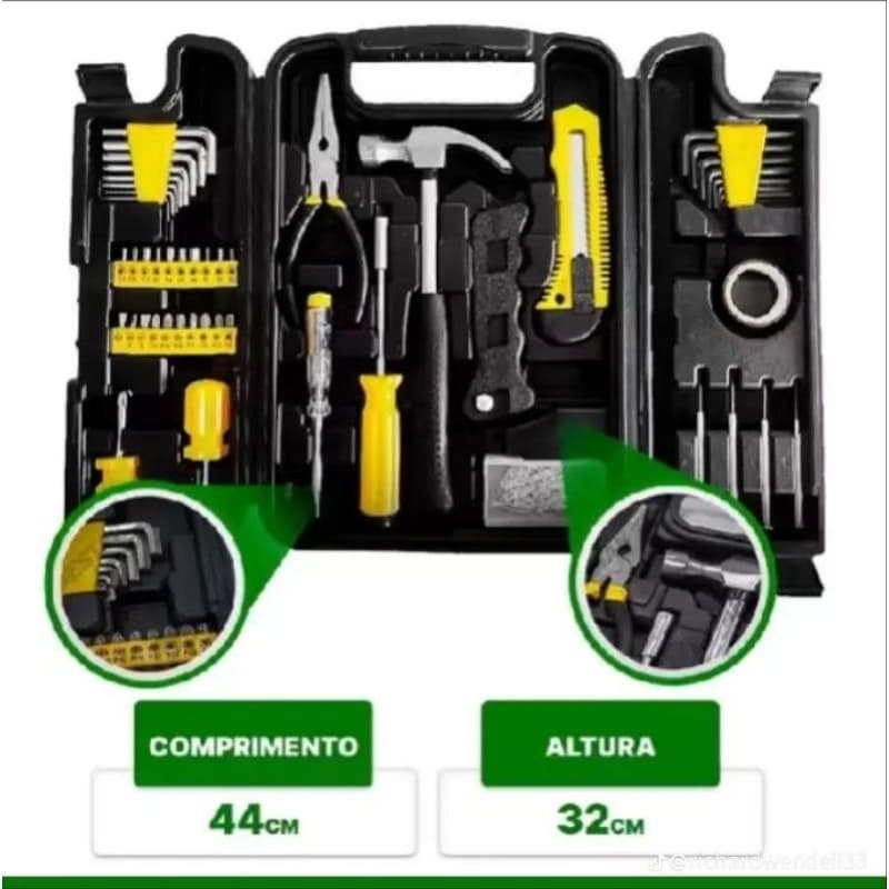 Kit Ferramentas Completo Maleta Organizadora 200 Peças Profissional Resistente Preto
