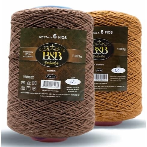 Barbante Para Crochê Fio 6 kit 2 Unidades Artesanato Profissional 1 kg cada