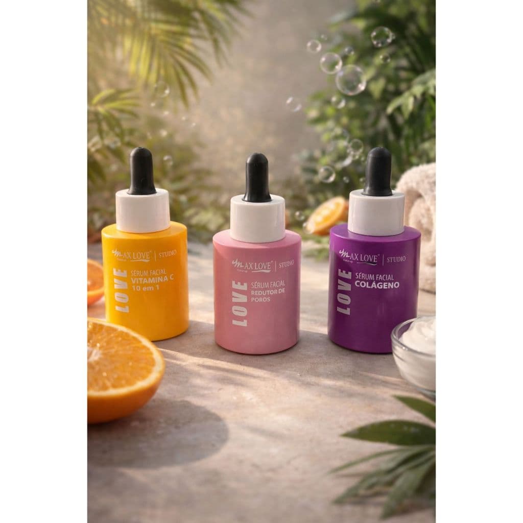 Sérum Facial Max Love Vitamina C 10 em 1 | Colágeno | Redutor de Poros – Hidratação, Firmeza e Pele Radiante