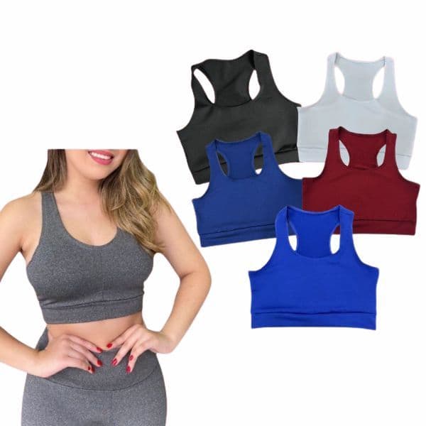 KIT 3 Top Nadador Suplex Liso Academia Fitness Roupas Femininas