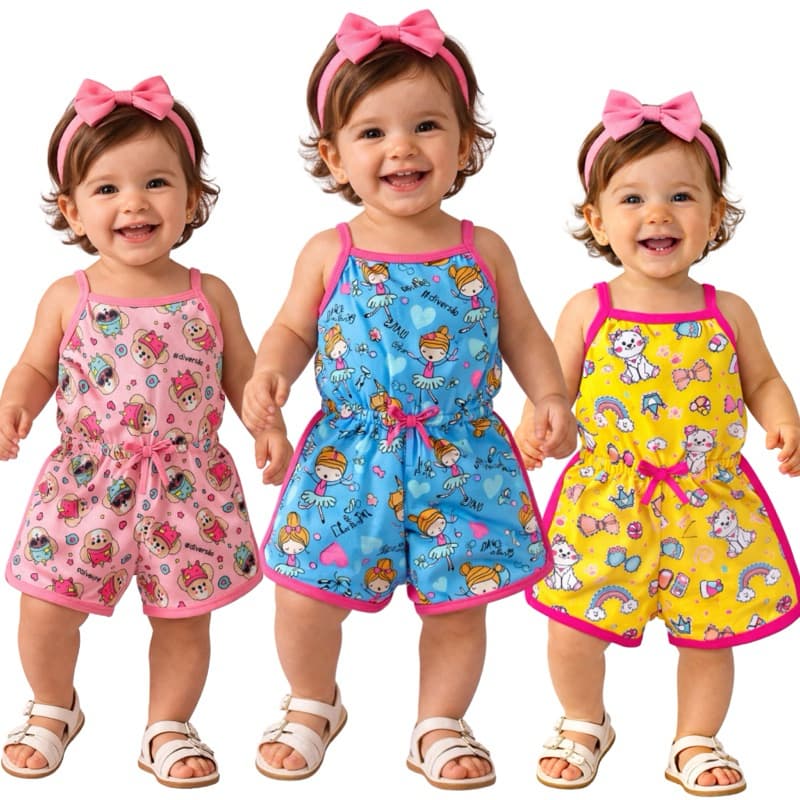 macacão infantil  macaquinho bebê roupa de menina verão