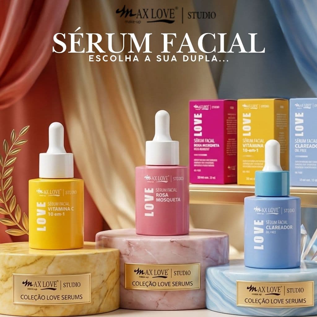 Kit Sérum Facial Duplo Max Love 2 Unidades Vitamina C Anti Oleosidade Clareador Anti Idade Max Love