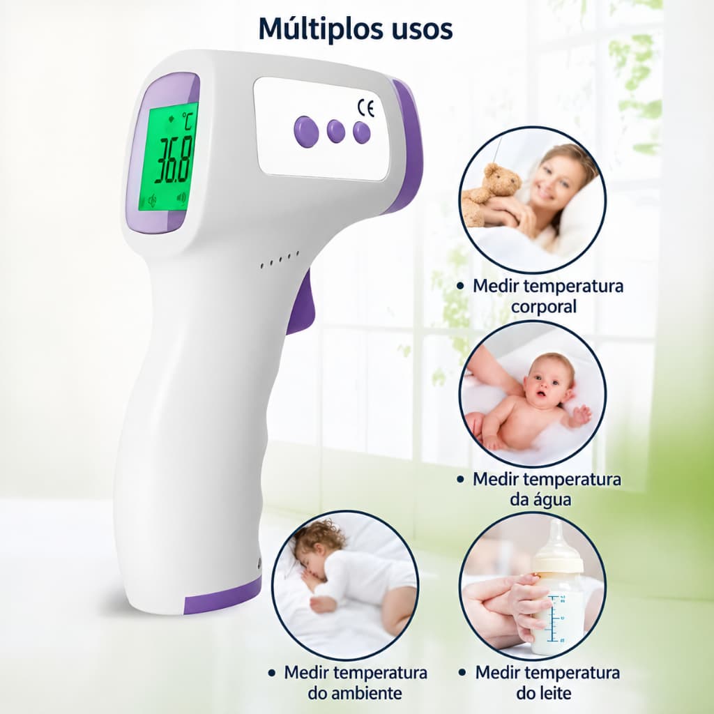 Termômetro T 2 Infravermelho Digital Medidor Febre Testa Pulso infantil adulto temperatura corporal