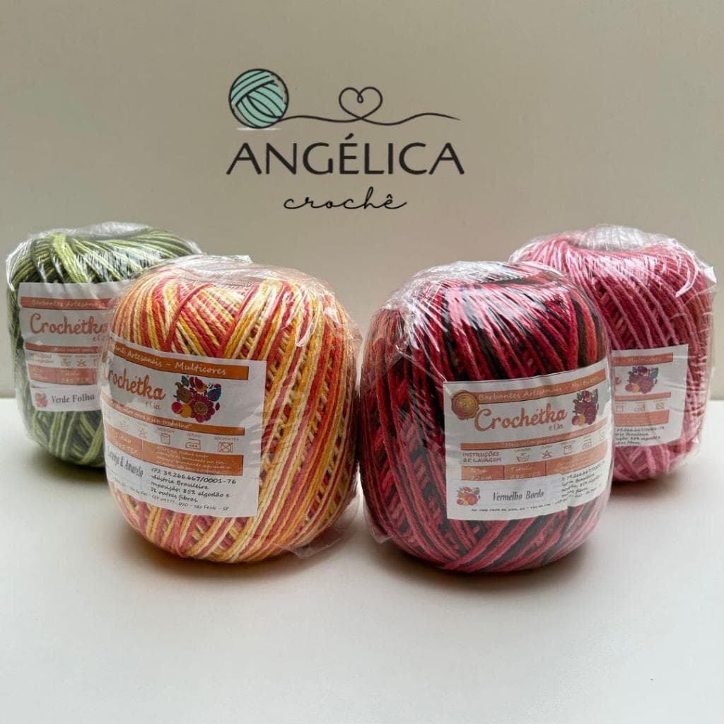 Barbantes Multicores Crochetka 200gr.Fio 6 Ideal para Crochê Tricô e Artesanato