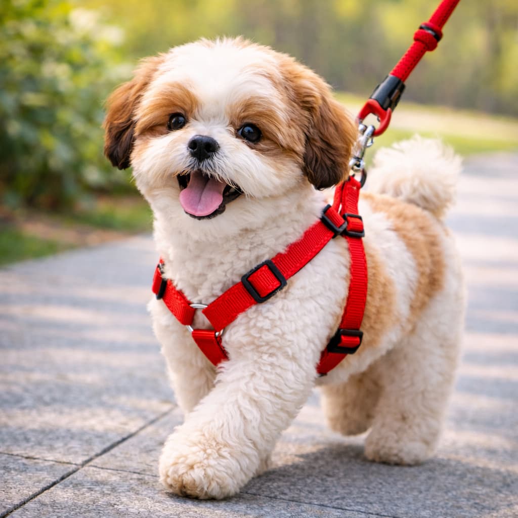 Coleira e Peitoral Cães Porte PEQUENO ou FILHOTE Guia Corda Coleira de Cachorro Ajustável Resistente Pets