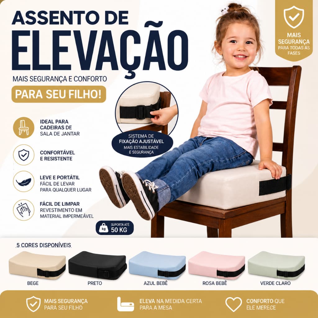 Assento de Elevação Infantil Impermeável Booster Alimentação Bebê Cadeira