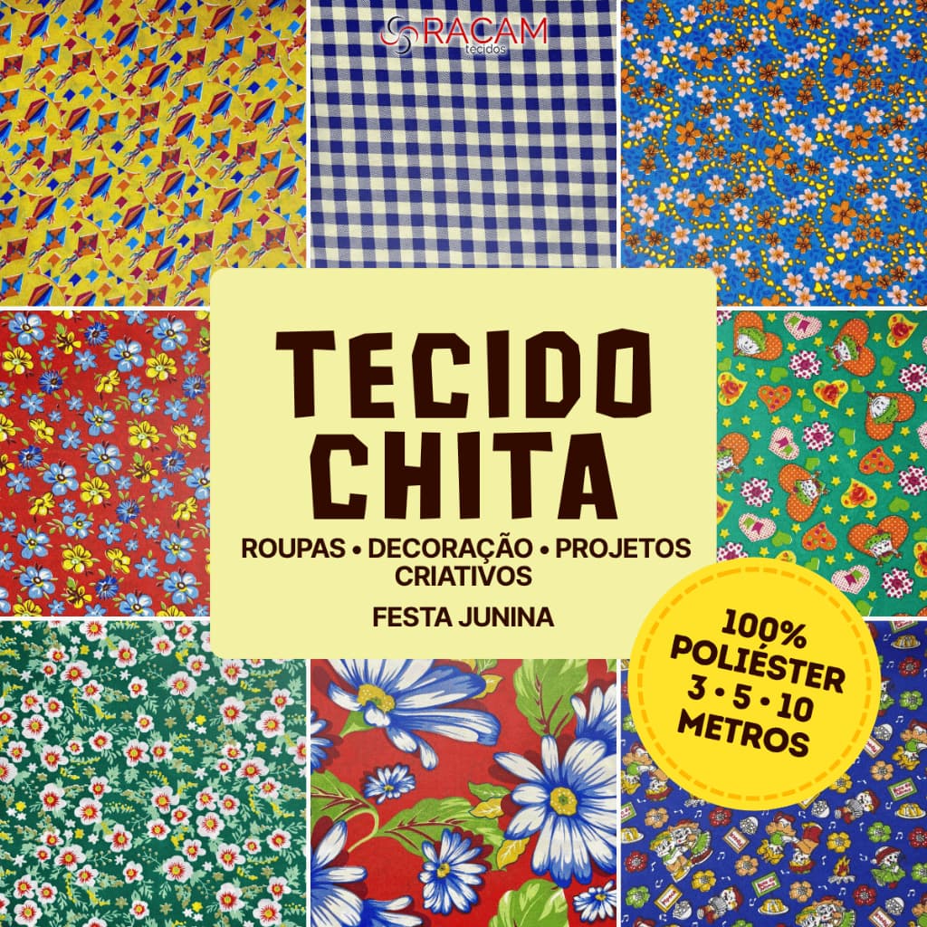 Tecido Chita Chitão Chitinha Festa Junina Patchwork Artesanato Decoração Estampado (3, 5, 10 metros)