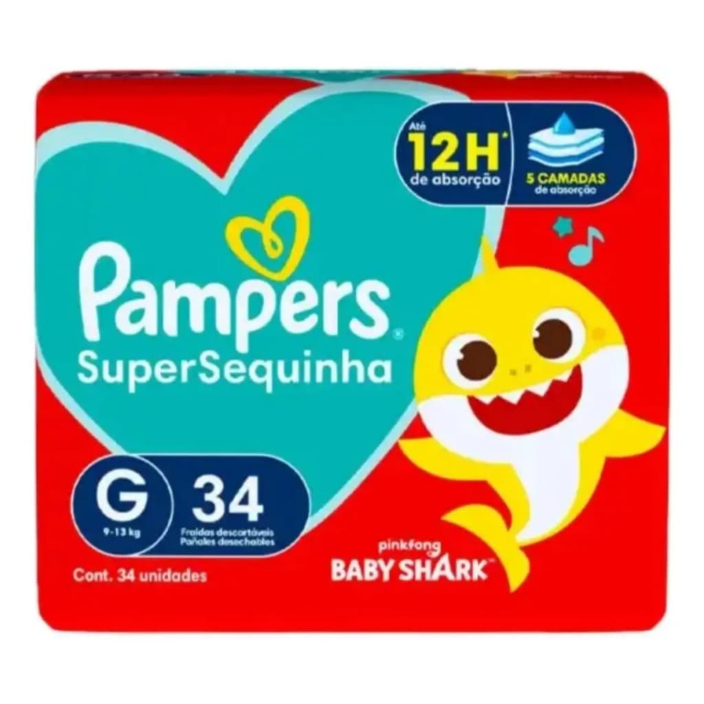 Fralda Descartável Pampers Supersequinha Mega G 34 Unidades Fralda Infantil
