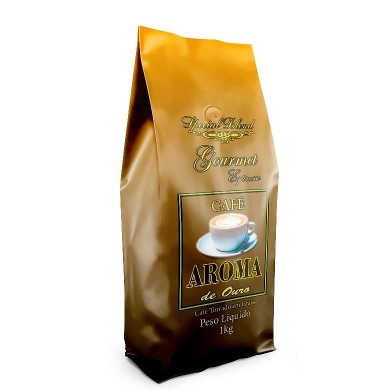 Café em Grão Gourmet Premium | Aroma de Ouro Pacote de 1Kg | 100% Arabica | Bebida Mole