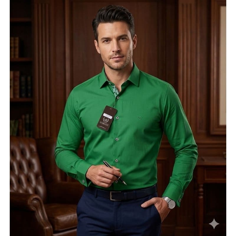 Camisa Social Elegante Slim Manga Longa Masculina