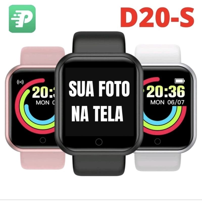 Relógio inteligente Smartwatch coloca sua foto na tela notificações de redes sociais versão atualizado d20-S