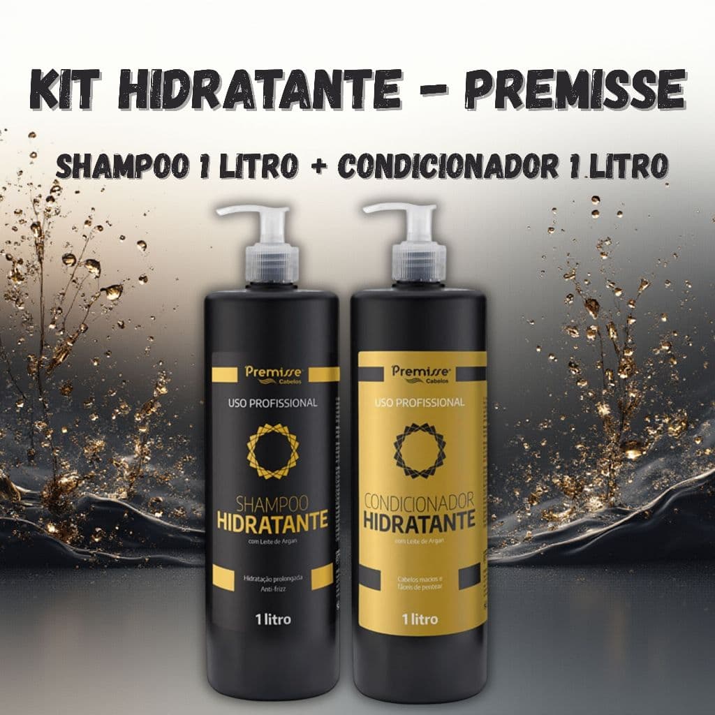Shampoo e Condicionador 1LT Premisse Kit Hidratante Detox Ácido Hialurônico Reparação Pós Química