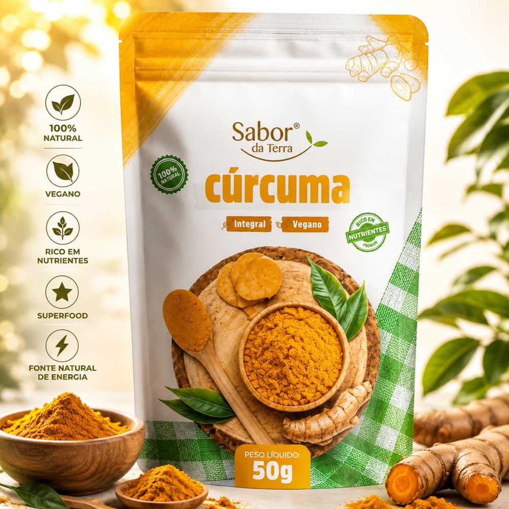 Curcuma em pó 50g | 100% Natural | Para preparo e uso diário | Amor da Terra