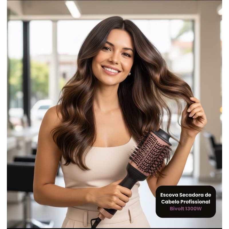 Escova 3 Em 1 Secadora Modeladora Alisadora De Cabelo Anti-Frizz Profissional Bivolt 1300W Startools